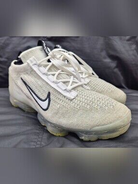 Kids Nike Air VaporMax Flyknit 2021 "Monochrome White/Black" Shoes Sz. 5.5Y